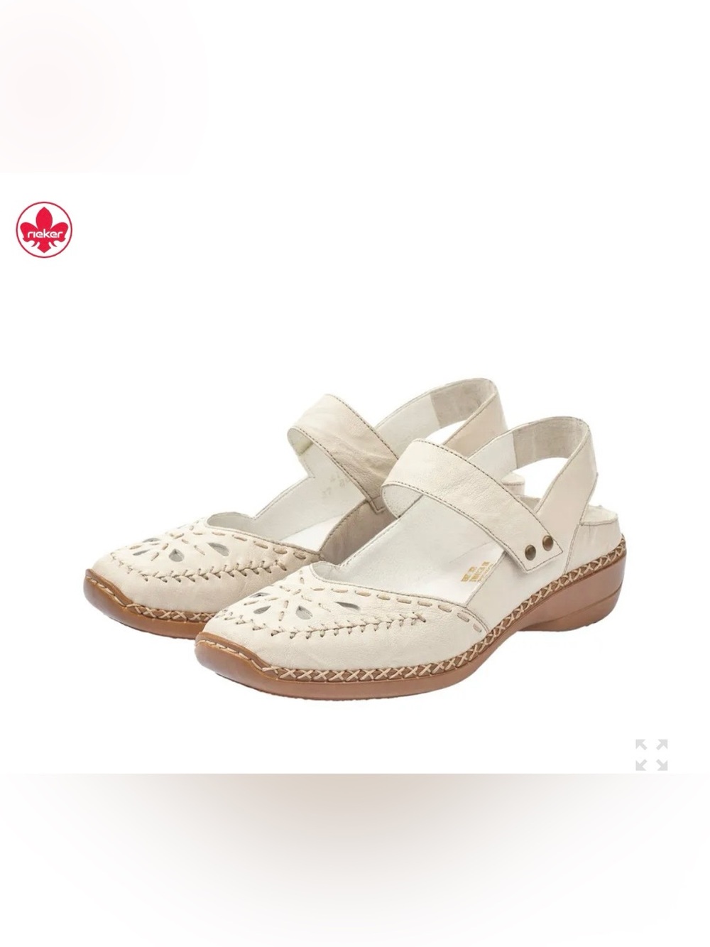 Rieker Cream Mary Jane Slingback Leather Shoes 37